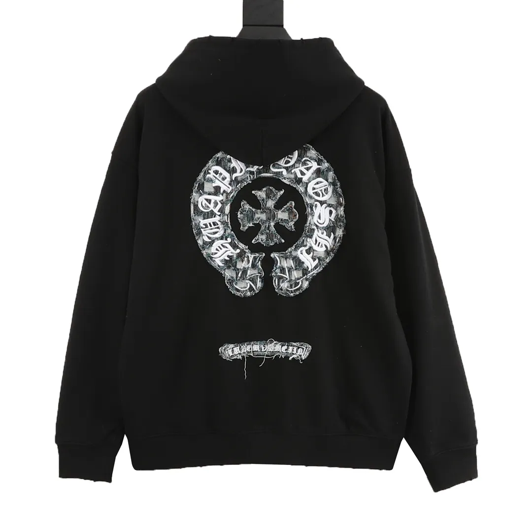 P580 Chrome Hearts/Chrome Hearts Heavy Industry Cross Logo Patch Embroidery Washed Burnt Flower Hooded Sweater Made of 430g pure cotton sweatshirt fabric with double yarns. The fabric is woven with double yarns and twisted together. It is 40% stronger than single yarn and forms a three-dimensional texture similar to the texture of tripe. It not only maintains the moisture absorption and breathability of pure cotton, but also achieves softness and non-collapse through double-strand thickening. Laser burnt patch embroidery. Frayed process Micro-label patch on the chest Large logo cross pattern on the back Heavy-duty laser burnt three-dimensional patch embroidery pattern design Washed and frayed The overall garment presents a lazy style Whether it is daily outings or sports and fitness, you can show your trendy attitude and become the focus of the street Complete with three logos OS loose fit Color: Washed black, Washed white Size: S-XL